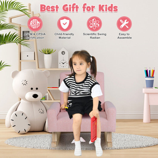 Kids Rocking Chair with Solid Wood Legs-Pink W2B