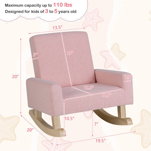 Kids Rocking Chair with Solid Wood Legs-Pink W2B
