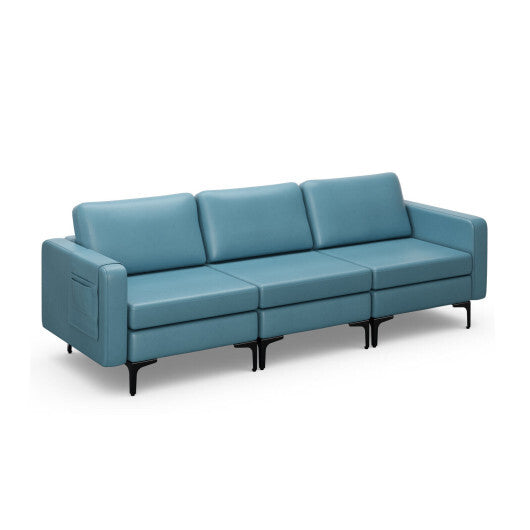 1/2/3/4-Seat Convertible Sectional Sofa with Reversible Ottoman-3-Seat