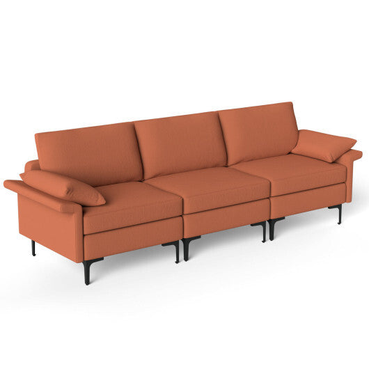 Large 3-Seat Sofa Sectional with Metal Legs for 3-4 people-Peacock Blue