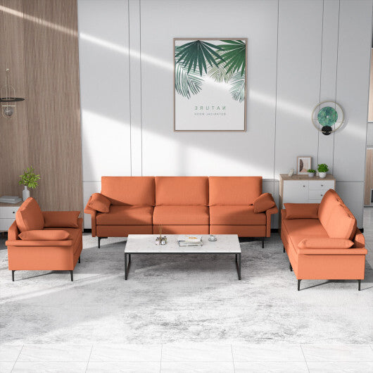 Large 3-Seat Sofa Sectional with Metal Legs for 3-4 people-Peacock Blue