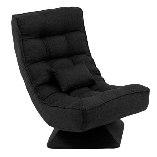 5-Level Adjustable 360? Swivel Floor Chair with Massage Pillow-Black