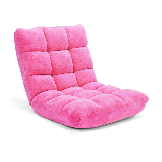 Adjustable 14-position Cushioned Floor Chair-Pink - Color: Pink W2B
