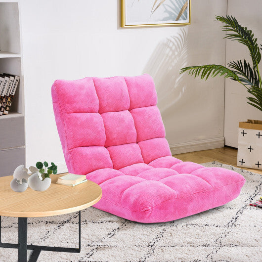 Adjustable 14-position Cushioned Floor Chair-Pink - Color: Pink W2B