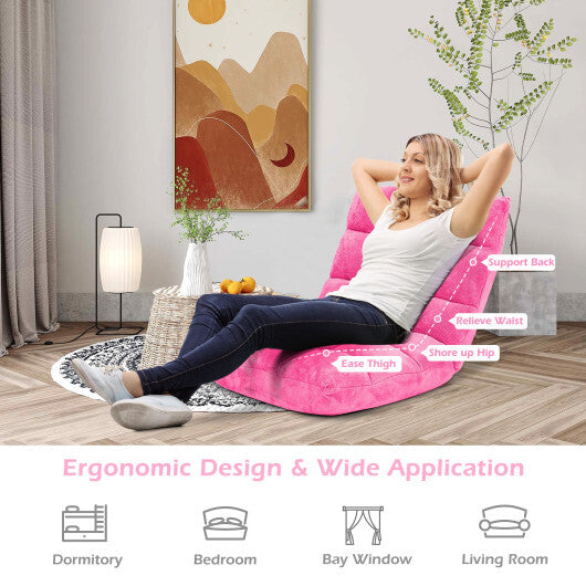 Adjustable 14-position Cushioned Floor Chair-Pink - Color: Pink W2B