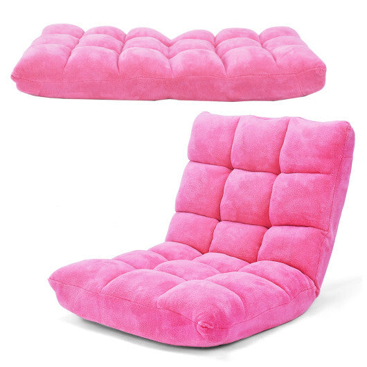 Adjustable 14-position Cushioned Floor Chair-Pink - Color: Pink W2B