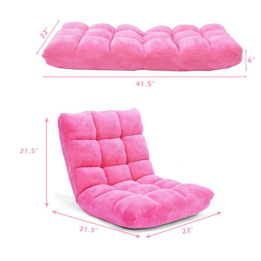 Adjustable 14-position Cushioned Floor Chair-Pink - Color: Pink W2B