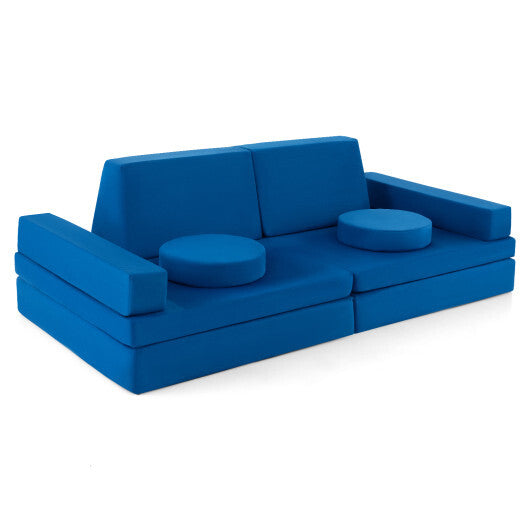10-Piece Kids Play Couch Sofa with Portable Handle-Gray W2B