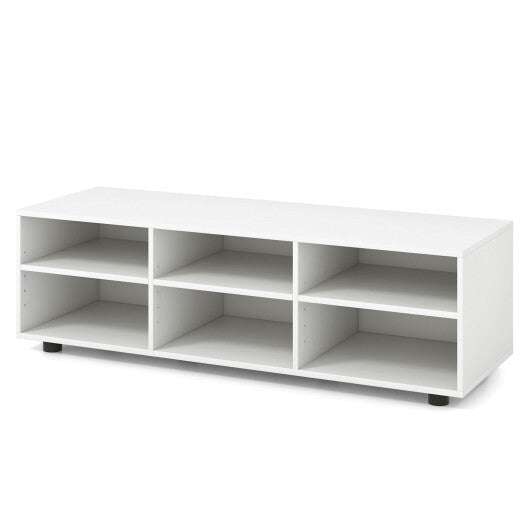 TV Stand for TV up to 55 Inch with 6 Storage Compartments-White W2B