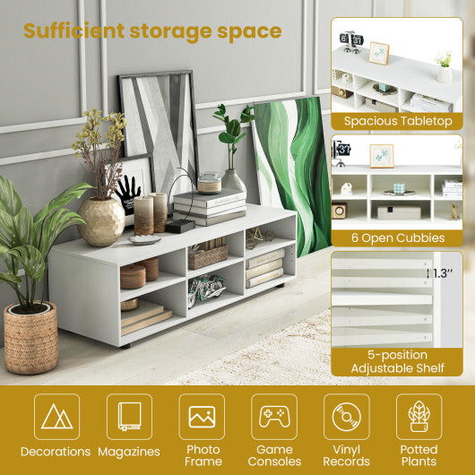 TV Stand for TV up to 55 Inch with 6 Storage Compartments-White W2B