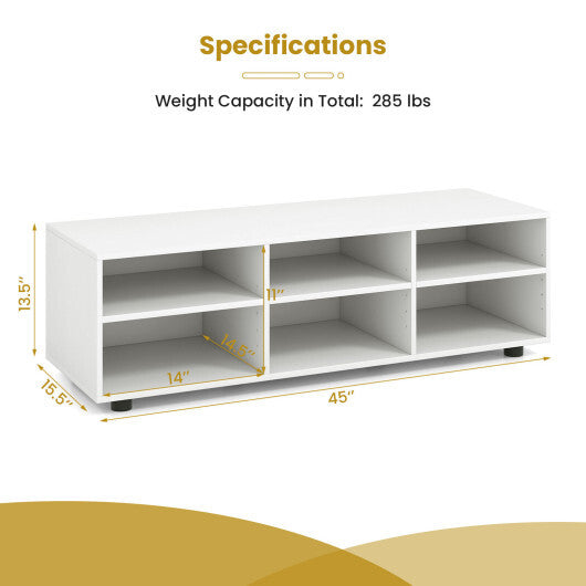 TV Stand for TV up to 55 Inch with 6 Storage Compartments-White W2B