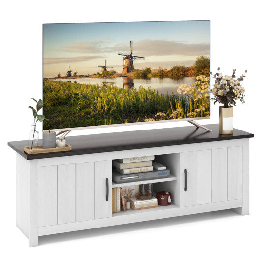 TV Stand with 2 Cabinets and Open Shelves for TVs up to 65 Inch-Black W2B
