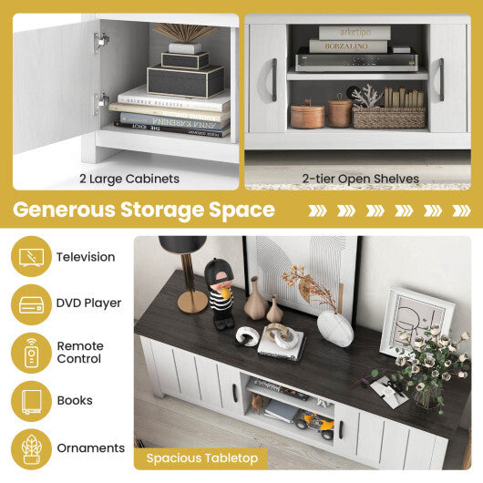TV Stand with 2 Cabinets and Open Shelves for TVs up to 65 Inch-Black W2B