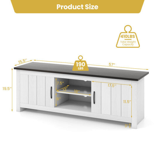 TV Stand with 2 Cabinets and Open Shelves for TVs up to 65 Inch-Black W2B