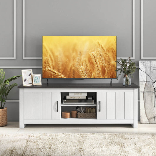 TV Stand with 2 Cabinets and Open Shelves for TVs up to 65 Inch-Black W2B