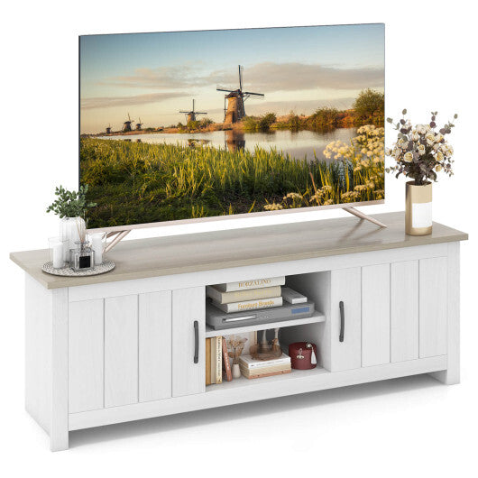 TV Stand with 2 Cabinets and Open Shelves for TVs up to 65 Inch-Black W2B