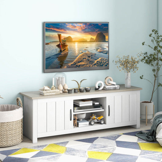 TV Stand with 2 Cabinets and Open Shelves for TVs up to 65 Inch-Black W2B
