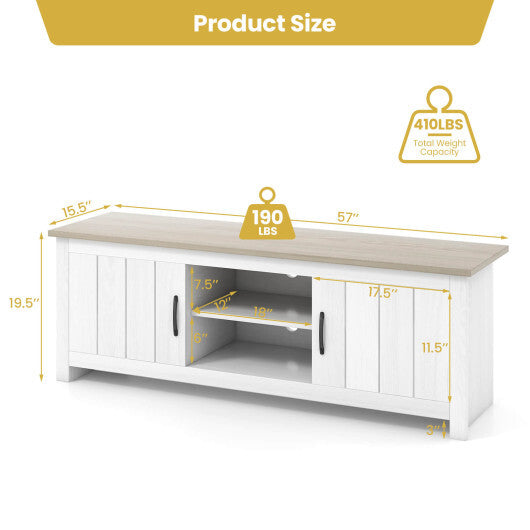 TV Stand with 2 Cabinets and Open Shelves for TVs up to 65 Inch-Black W2B