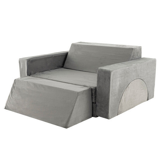 8 Pieces Kids Modular Play Sofa with Detachable Cover for Playroom and Bedroom-Gray