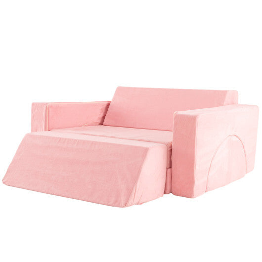 8 Pieces Kids Modular Play Sofa with Detachable Cover for Playroom and Bedroom-Gray