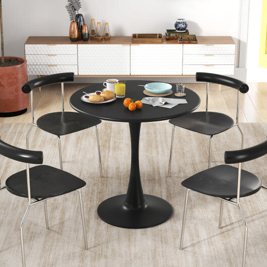 31.5 Inch Round Dining Table with Anti-Slip PP Ring-Black W2B