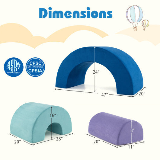 Rainbow Arc Climber Playset Foam Climbing Blocks with Machine Washable Covers-Multicolor