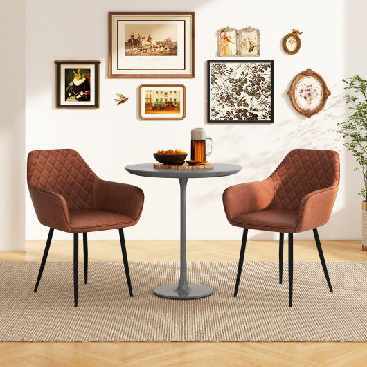 Leisure Dining Chair Set of 2 with Curved Backrest and Wide Seat-Coffee W2B