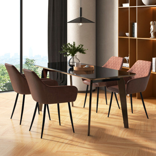 Leisure Dining Chair Set of 2 with Curved Backrest and Wide Seat-Coffee W2B