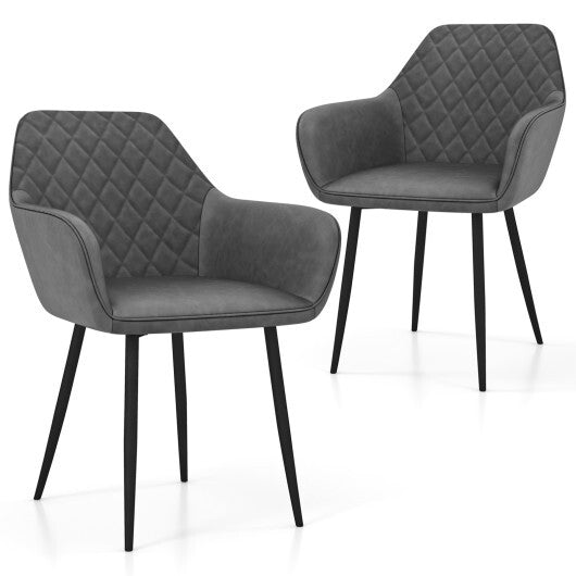 Leisure Dining Chair Set of 2 with Curved Backrest and Wide Seat-Coffee W2B