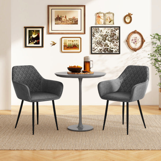 Leisure Dining Chair Set of 2 with Curved Backrest and Wide Seat-Coffee W2B
