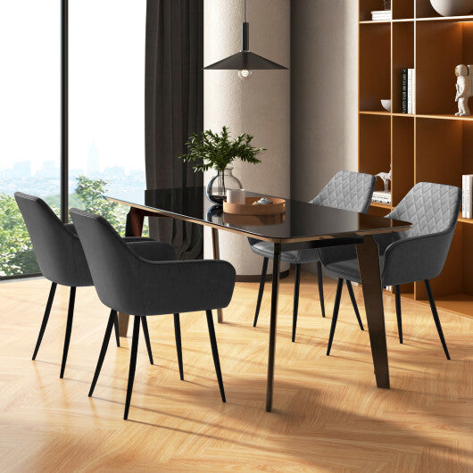 Leisure Dining Chair Set of 2 with Curved Backrest and Wide Seat-Coffee W2B
