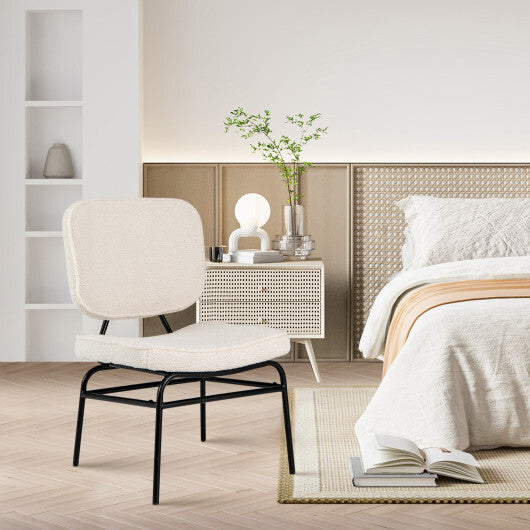 Upholstered Accent Chair Sherpa Reading Chair with Sponge Padding-Gray