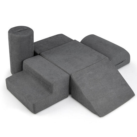 6-Piece Baby Climbing Blocks with 30D High-Density Foam and Carrying Handles-Multicolor W2B