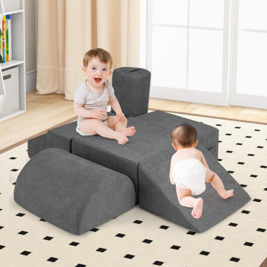6-Piece Baby Climbing Blocks with 30D High-Density Foam and Carrying Handles-Multicolor W2B