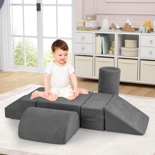 6-Piece Baby Climbing Blocks with 30D High-Density Foam and Carrying Handles-Multicolor W2B