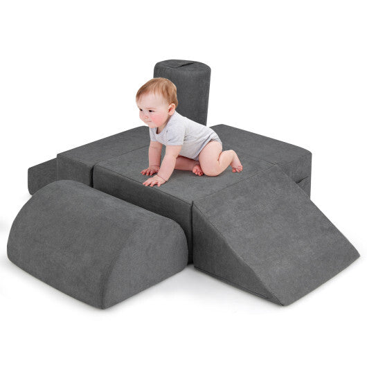 6-Piece Baby Climbing Blocks with 30D High-Density Foam and Carrying Handles-Multicolor W2B