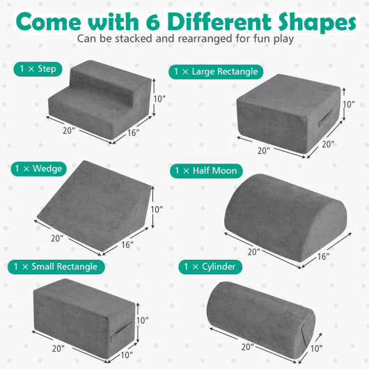 6-Piece Baby Climbing Blocks with 30D High-Density Foam and Carrying Handles-Multicolor W2B