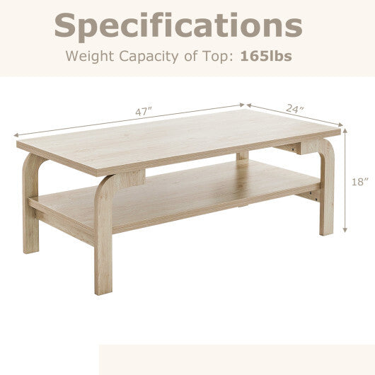 47 Inches Accent Rectangular Coffee Table for Living Room-Natural W2B