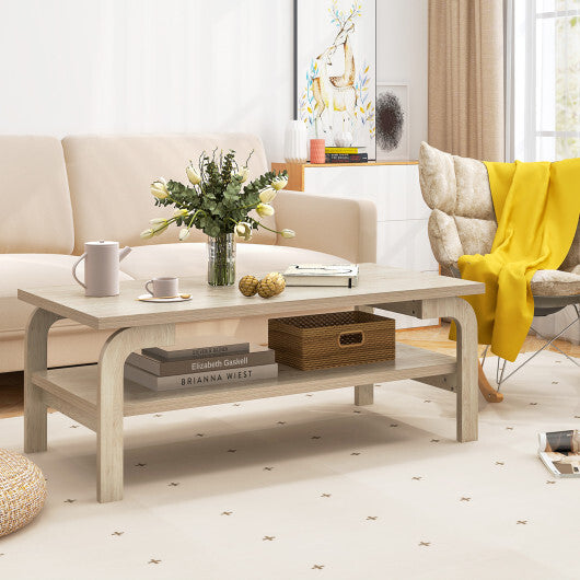 47 Inches Accent Rectangular Coffee Table for Living Room-Natural W2B