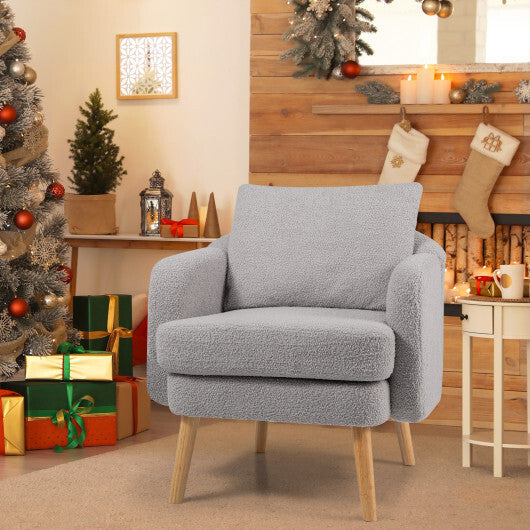 Sherpa Accent Chair Modern Living Room Chair with Seat Cushion-Grey W2B