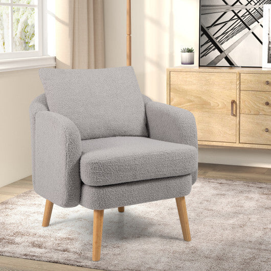 Sherpa Accent Chair Modern Living Room Chair with Seat Cushion-Grey W2B