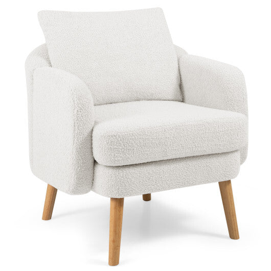 Sherpa Accent Chair Modern Living Room Chair with Seat Cushion-Grey W2B