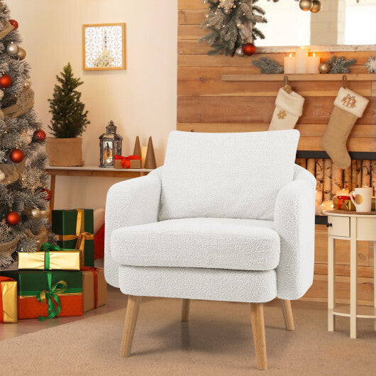 Sherpa Accent Chair Modern Living Room Chair with Seat Cushion-Grey W2B