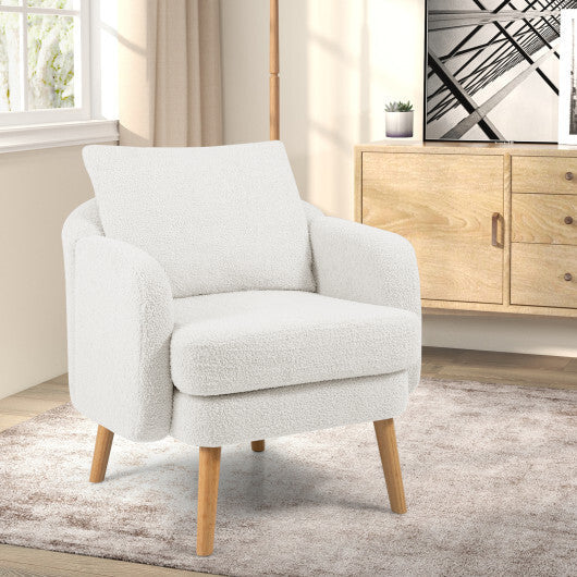Sherpa Accent Chair Modern Living Room Chair with Seat Cushion-Grey W2B