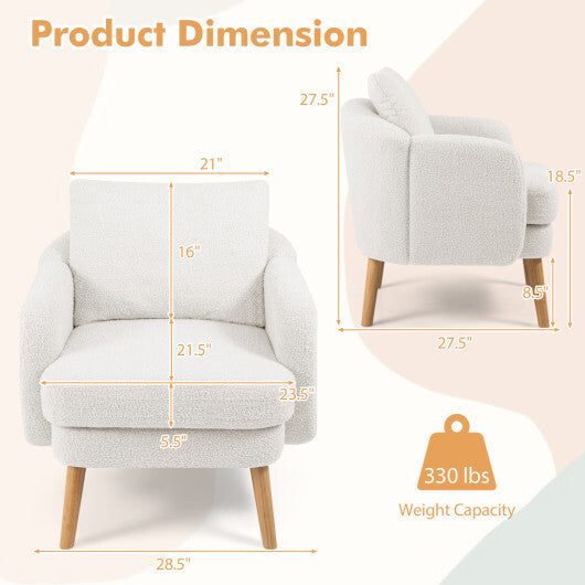 Sherpa Accent Chair Modern Living Room Chair with Seat Cushion-Grey W2B