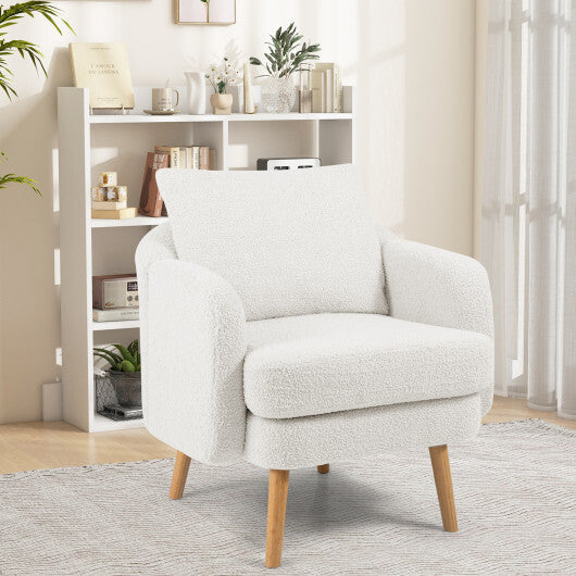 Sherpa Accent Chair Modern Living Room Chair with Seat Cushion-Grey W2B