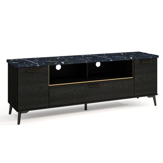 63 Inch TV Stand with Flip Door Cabinet for TVs up to 75 Inch-Black