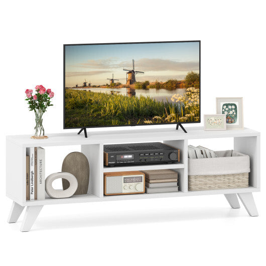 Media TV Console Table with Raised Support Legs-White W2B