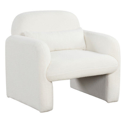 Modern Accent Chair with Waist Pillow and Armrests for Living Room Bedroom-Beige