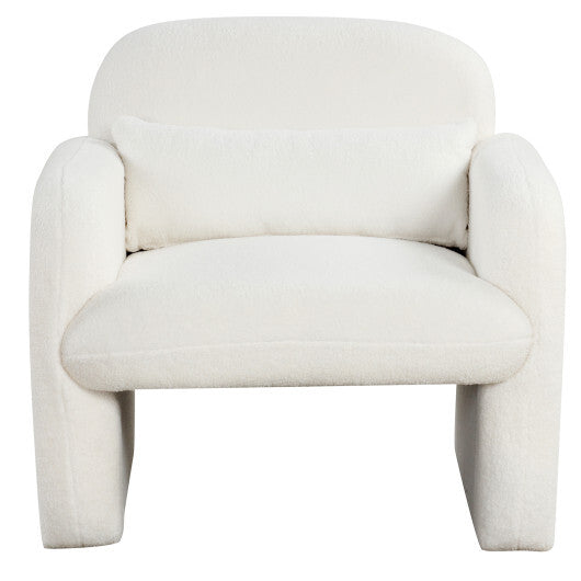 Modern Accent Chair with Waist Pillow and Armrests for Living Room Bedroom-Beige